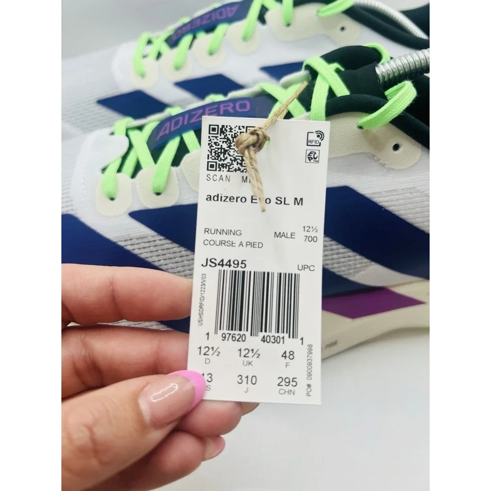 Adidas Adizero EVO SL White Purple Lime Sneakers JS4495 Mens Running Shoes US 13